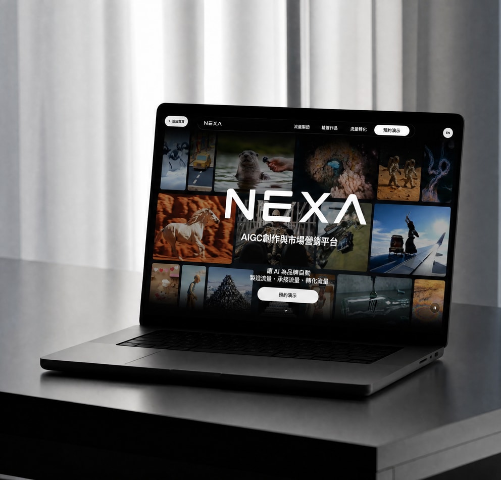 Q-Products laptop website mockup